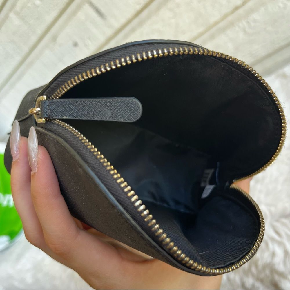 KATE SPADE Black Glitter Schuyler Small Dome Pouch Morgan Cosmetic Bag - Picture 6 of 8